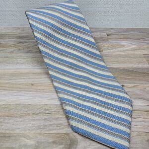 Joske's light blue khaki diagonal striped tie 57" long woven texture classic